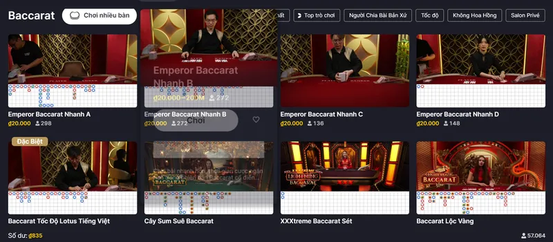 Lựa chọn trò chơi và đặt cược tại trò chơi Live Casino iWin