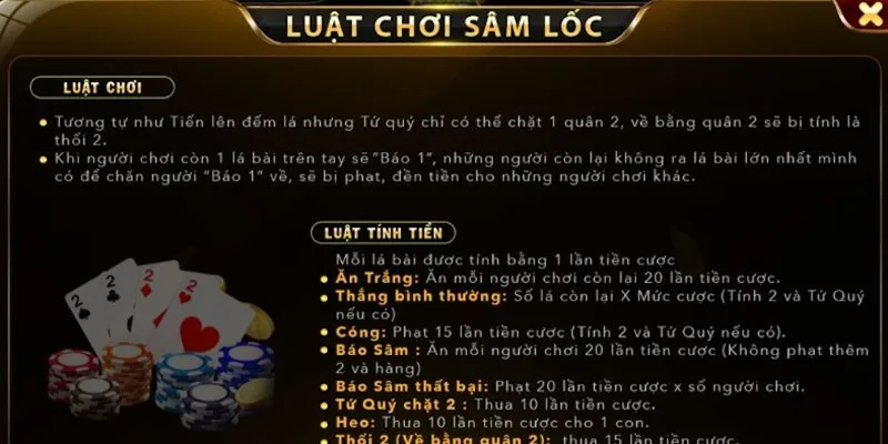 Luật chơi cơ bản của Sâm lốc tại top game bài đổi thưởng